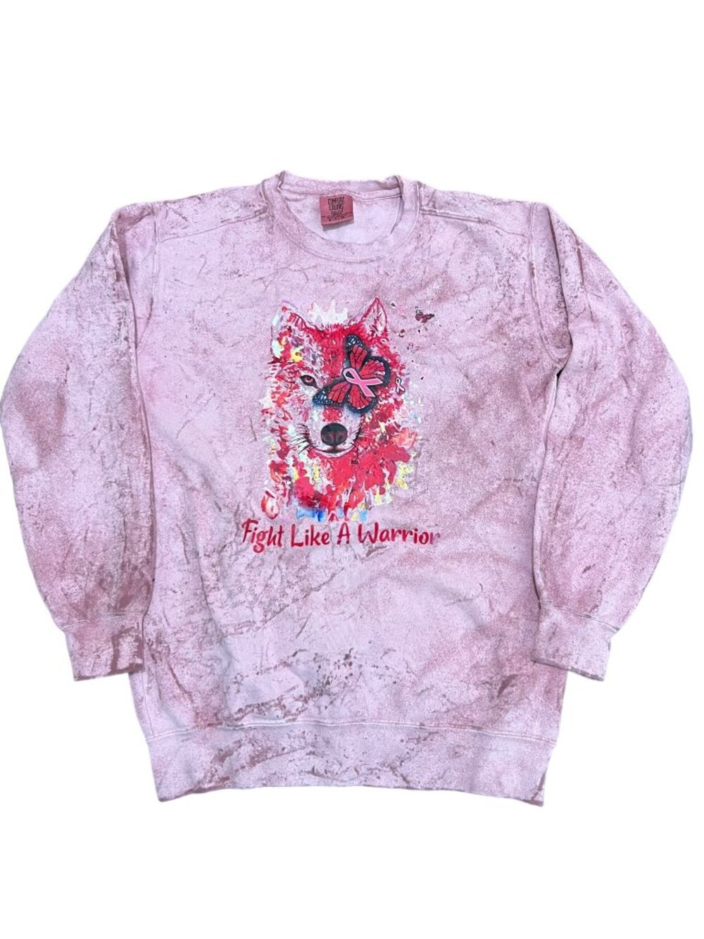 Comfort Colors Fight Like A Warrior Breast Cancer Awareness Sweatshirt Small